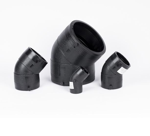 HDPE Electrofusion 45度の肘の設計は、流体またはガスパイプラインの流れ効率をどのように改善しますか？
